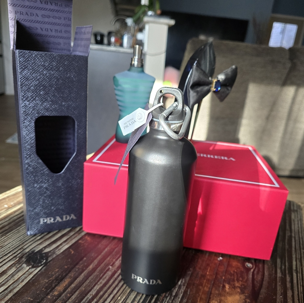 Authentic Prada Matte Black Water Bottle